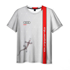 Мужская футболка 3D с принтом AUDI QUATTRO в Тюмени, 100% полиэфир | прямой крой, круглый вырез горловины, длина до линии бедер | audi | car | race | авто | автомобиль | ауди | гонки | марка | машина