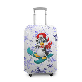 Чехол для чемодана 3D с принтом Пингвин в Тюмени, 86% полиэфир, 14% спандекс | двустороннее нанесение принта, прорези для ручек и колес | 