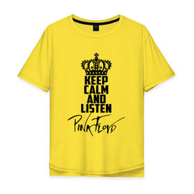 Мужская футболка хлопок Oversize с принтом Keep calm and listen Pink Floyd в Тюмени, 100% хлопок | свободный крой, круглый ворот, “спинка” длиннее передней части | pink floyd | pinkfloyd | арт | артрок | группа | дэвид гилмор | пинк флойд | пинкфлойд | прогрессивный | психоделический | рок | сид барретт | симфонический | спэйс | эйсид | экспериментальный
