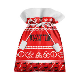Подарочный 3D мешок с принтом Праздничный Led Zeppelin в Тюмени, 100% полиэстер | Размер: 29*39 см | Тематика изображения на принте: led zeppelin | блюз | группа | джимми пейдж | джон генри бонэм | джон пол джонс | знак | красный | лед зепелен | лед зеппелин | метал | надпись | новогодний | новый год | праздник | роберт плант | рождество