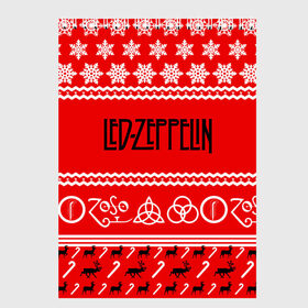 Скетчбук с принтом Праздничный Led Zeppelin в Тюмени, 100% бумага
 | 48 листов, плотность листов — 100 г/м2, плотность картонной обложки — 250 г/м2. Листы скреплены сверху удобной пружинной спиралью | Тематика изображения на принте: led zeppelin | блюз | группа | джимми пейдж | джон генри бонэм | джон пол джонс | знак | красный | лед зепелен | лед зеппелин | метал | надпись | новогодний | новый год | праздник | роберт плант | рождество