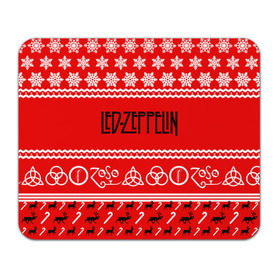 Коврик прямоугольный с принтом Праздничный Led Zeppelin в Тюмени, натуральный каучук | размер 230 х 185 мм; запечатка лицевой стороны | led zeppelin | блюз | группа | джимми пейдж | джон генри бонэм | джон пол джонс | знак | красный | лед зепелен | лед зеппелин | метал | надпись | новогодний | новый год | праздник | роберт плант | рождество