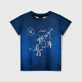 Детская футболка 3D с принтом Стрелец в Тюмени, 100% гипоаллергенный полиэфир | прямой крой, круглый вырез горловины, длина до линии бедер, чуть спущенное плечо, ткань немного тянется | Тематика изображения на принте: sagittarius | звезды | знаки зодиака | космос | созвездие | стрелец