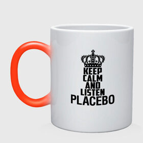 Кружка хамелеон с принтом Keep calm and listen Placebo в Тюмени, керамика | меняет цвет при нагревании, емкость 330 мл | 