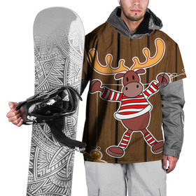 Накидка на куртку 3D с принтом Мастерская Деда Мороза в Тюмени, 100% полиэстер |  | Тематика изображения на принте: зима | игрушки | лед | лось | олень | праздник | рога | снежинка | узор | украшения