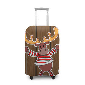 Чехол для чемодана 3D с принтом Мастерская Деда Мороза в Тюмени, 86% полиэфир, 14% спандекс | двустороннее нанесение принта, прорези для ручек и колес | зима | игрушки | лед | лось | олень | праздник | рога | снежинка | узор | украшения