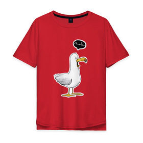 Мужская футболка хлопок Oversize с принтом чайка в Тюмени, 100% хлопок | свободный крой, круглый ворот, “спинка” длиннее передней части | Тематика изображения на принте: чайка