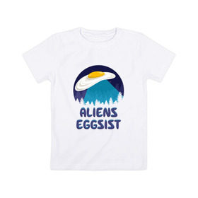 Детская футболка хлопок с принтом НЛО яйца в Тюмени, 100% хлопок | круглый вырез горловины, полуприлегающий силуэт, длина до линии бедер | инопланетяне | нло | секретные материалы | яйца