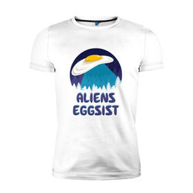 Мужская футболка премиум с принтом НЛО яйца в Тюмени, 92% хлопок, 8% лайкра | приталенный силуэт, круглый вырез ворота, длина до линии бедра, короткий рукав | инопланетяне | нло | секретные материалы | яйца