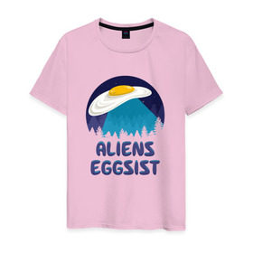 Мужская футболка хлопок с принтом НЛО яйца в Тюмени, 100% хлопок | прямой крой, круглый вырез горловины, длина до линии бедер, слегка спущенное плечо. | инопланетяне | нло | секретные материалы | яйца