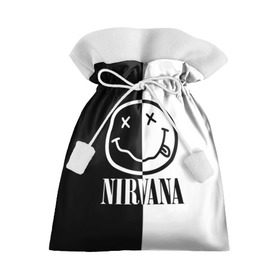 Подарочный 3D мешок с принтом Nirvana в Тюмени, 100% полиэстер | Размер: 29*39 см | cobain | kurt | nirvana | альтернативный | гранж | грол | группа | дональд | кобейн | курт | музыка | музыкант | надпись | нервана | нирвана | новоселич | певец | рок | смайл | смайлик | солист | язык