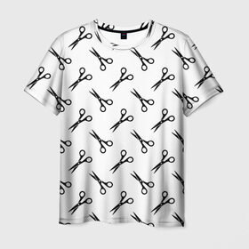 Мужская футболка 3D с принтом Ножницы в Тюмени, 100% полиэфир | прямой крой, круглый вырез горловины, длина до линии бедер | барбер | борода | ножницы | стрижка | усы