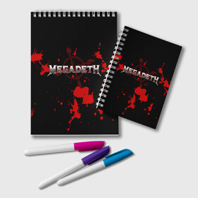 Блокнот с принтом Megadeth в Тюмени, 100% бумага | 48 листов, плотность листов — 60 г/м2, плотность картонной обложки — 250 г/м2. Листы скреплены удобной пружинной спиралью. Цвет линий — светло-серый
 | megadet | megadeth | группа | дирк вербурен | дэвид эллефсон | дэйв мастейн | кико лоурейро | мегадет | мегадетх | метал | рок | трэш | трэшметал | тяжелый | хард | хардрок | хеви | хевиметал