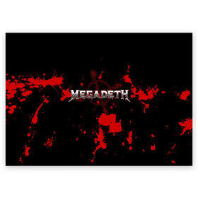 Поздравительная открытка с принтом Megadeth в Тюмени, 100% бумага | плотность бумаги 280 г/м2, матовая, на обратной стороне линовка и место для марки
 | megadet | megadeth | группа | дирк вербурен | дэвид эллефсон | дэйв мастейн | кико лоурейро | мегадет | мегадетх | метал | рок | трэш | трэшметал | тяжелый | хард | хардрок | хеви | хевиметал