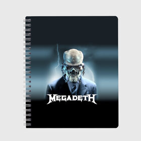 Тетрадь с принтом Megadeth в Тюмени, 100% бумага | 48 листов, плотность листов — 60 г/м2, плотность картонной обложки — 250 г/м2. Листы скреплены сбоку удобной пружинной спиралью. Уголки страниц и обложки скругленные. Цвет линий — светло-серый
 | megadeth |   megadet | группа | дирк вербурен | дэвид эллефсон | дэйв мастейн | кико лоурейро | мегадет | мегадетх | метал | рок | трэш | трэшметал | тяжелый | хард | хардрок | хеви | хевиметал