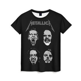 Женская футболка 3D с принтом Metallica в Тюмени, 100% полиэфир ( синтетическое хлопкоподобное полотно) | прямой крой, круглый вырез горловины, длина до линии бедер | american | band | cliff burton | dave mustaine | hard | james hatfield | jason newsted | kirk hammett | lars ulrich | metal | metallica | robert trujillo | rock | ron mcgowney | thrash | американская | джеймс хэтфилд | ларс ул | метал группа | трэш метал 