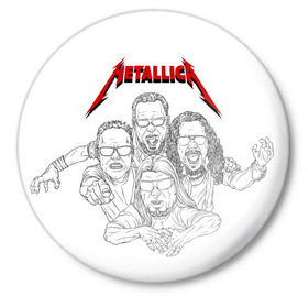 Значок с принтом Metallica в Тюмени,  металл | круглая форма, металлическая застежка в виде булавки | 