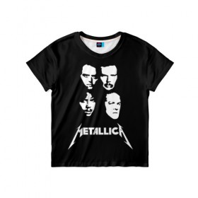 Детская футболка 3D с принтом Metallica в Тюмени, 100% гипоаллергенный полиэфир | прямой крой, круглый вырез горловины, длина до линии бедер, чуть спущенное плечо, ткань немного тянется | Тематика изображения на принте: american | band | cliff burton | dave mustaine | hard | james hatfield | jason newsted | kirk hammett | lars ulrich | metal | metallica | robert trujillo | rock | ron mcgowney | thrash | американская | джеймс хэтфилд | ларс ул | метал группа | трэш метал 