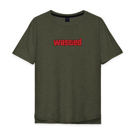 Мужская футболка хлопок Oversize с принтом wasted в Тюмени, 100% хлопок | свободный крой, круглый ворот, “спинка” длиннее передней части | wasted | гта | потрачено