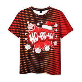 Мужская футболка 3D с принтом Ho-Ho-Ho в Тюмени, 100% полиэфир | прямой крой, круглый вырез горловины, длина до линии бедер | christmas | happy | new year | pattern | pop art | новый год | поп арт | праздник | рождество