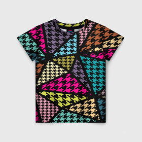 Детская футболка 3D с принтом Цветная геометрия в Тюмени, 100% гипоаллергенный полиэфир | прямой крой, круглый вырез горловины, длина до линии бедер, чуть спущенное плечо, ткань немного тянется | abstraction | geometry | абстракция | геометрия | грань | краски | кубик | кубики | линии | мозаика | разноцветные | ребро | текстура | тени | узор