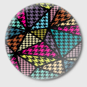 Значок с принтом Цветная геометрия в Тюмени,  металл | круглая форма, металлическая застежка в виде булавки | abstraction | geometry | абстракция | геометрия | грань | краски | кубик | кубики | линии | мозаика | разноцветные | ребро | текстура | тени | узор