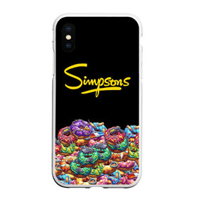 Чехол для iPhone XS Max матовый с принтом SIMPSONS в Тюмени, Силикон | Область печати: задняя сторона чехла, без боковых панелей | simpsons | еда | пончики | симпсоны