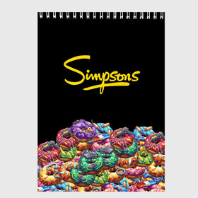Скетчбук с принтом SIMPSONS в Тюмени, 100% бумага
 | 48 листов, плотность листов — 100 г/м2, плотность картонной обложки — 250 г/м2. Листы скреплены сверху удобной пружинной спиралью | simpsons | еда | пончики | симпсоны