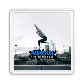 Магнит 55*55 с принтом parkour в Тюмени, Пластик | Размер: 65*65 мм; Размер печати: 55*55 мм | extreme | jumping | parkour | speed | urban | опасность | паркур | прыжки | риск | скорость | экстрим