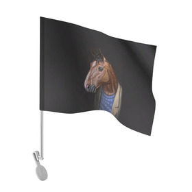 Флаг для автомобиля с принтом BoJack в Тюмени, 100% полиэстер | Размер: 30*21 см | bojack horseman | конь боджек | лошадь боджек