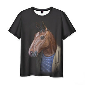 Мужская футболка 3D с принтом BoJack в Тюмени, 100% полиэфир | прямой крой, круглый вырез горловины, длина до линии бедер | Тематика изображения на принте: bojack horseman | конь боджек | лошадь боджек