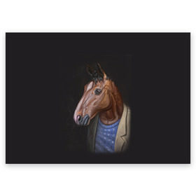 Поздравительная открытка с принтом BoJack в Тюмени, 100% бумага | плотность бумаги 280 г/м2, матовая, на обратной стороне линовка и место для марки
 | Тематика изображения на принте: bojack horseman | конь боджек | лошадь боджек