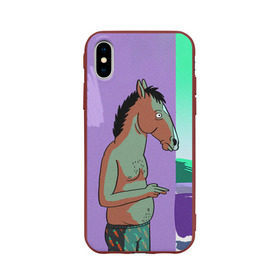 Чехол для Apple iPhone X силиконовый матовый с принтом BoJack в Тюмени, Силикон | Печать на задней стороне чехла, без боковой панели | bojack horseman | конь боджек | лошадь боджек
