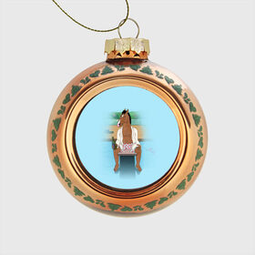 Стеклянный ёлочный шар с принтом BoJack в Тюмени, Стекло | Диаметр: 80 мм | Тематика изображения на принте: bojack horseman | конь боджек | лошадь боджек