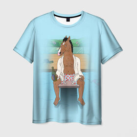 Мужская футболка 3D с принтом BoJack в Тюмени, 100% полиэфир | прямой крой, круглый вырез горловины, длина до линии бедер | Тематика изображения на принте: bojack horseman | конь боджек | лошадь боджек