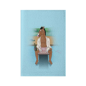 Обложка для паспорта матовая кожа с принтом BoJack в Тюмени, натуральная матовая кожа | размер 19,3 х 13,7 см; прозрачные пластиковые крепления | bojack horseman | конь боджек | лошадь боджек