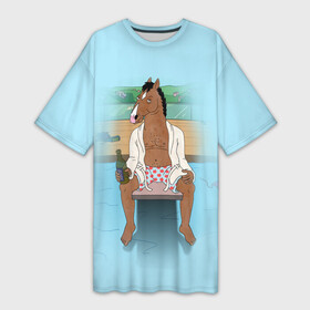 Платье-футболка 3D с принтом BoJack в Тюмени,  |  | bojack horseman | конь боджек | лошадь боджек