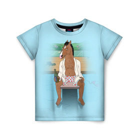Детская футболка 3D с принтом BoJack в Тюмени, 100% гипоаллергенный полиэфир | прямой крой, круглый вырез горловины, длина до линии бедер, чуть спущенное плечо, ткань немного тянется | Тематика изображения на принте: bojack horseman | конь боджек | лошадь боджек