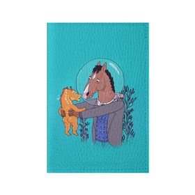 Обложка для паспорта матовая кожа с принтом BoJack в Тюмени, натуральная матовая кожа | размер 19,3 х 13,7 см; прозрачные пластиковые крепления | Тематика изображения на принте: bojack horseman | конь боджек | лошадь боджек