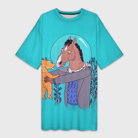 Платье-футболка 3D с принтом BoJack в Тюмени,  |  | bojack horseman | конь боджек | лошадь боджек
