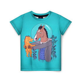 Детская футболка 3D с принтом BoJack в Тюмени, 100% гипоаллергенный полиэфир | прямой крой, круглый вырез горловины, длина до линии бедер, чуть спущенное плечо, ткань немного тянется | Тематика изображения на принте: bojack horseman | конь боджек | лошадь боджек