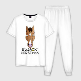 Мужская пижама хлопок с принтом BoJack Horseman в Тюмени, 100% хлопок | брюки и футболка прямого кроя, без карманов, на брюках мягкая резинка на поясе и по низу штанин
 | Тематика изображения на принте: 
