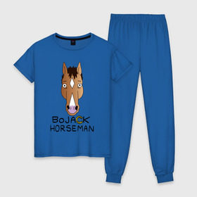 Женская пижама хлопок с принтом BoJack Horseman в Тюмени, 100% хлопок | брюки и футболка прямого кроя, без карманов, на брюках мягкая резинка на поясе и по низу штанин | 
