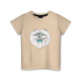 Детская футболка хлопок с принтом Немецкий шпиц в очках в Тюмени, 100% хлопок | круглый вырез горловины, полуприлегающий силуэт, длина до линии бедер | домашние животные | немецкий шпиц | пес | песик | собака | собачка | шпиц