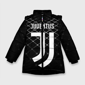 Зимняя куртка для девочек 3D с принтом JUVENTUS STRIPES STYLE в Тюмени, ткань верха — 100% полиэстер; подклад — 100% полиэстер, утеплитель — 100% полиэстер. | длина ниже бедра, удлиненная спинка, воротник стойка и отстегивающийся капюшон. Есть боковые карманы с листочкой на кнопках, утяжки по низу изделия и внутренний карман на молнии. 

Предусмотрены светоотражающий принт на спинке, радужный светоотражающий элемент на пуллере молнии и на резинке для утяжки. | fc | juventus | спорт | спортивные | фк | футбол | ювентус