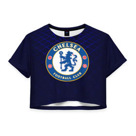 Женская футболка 3D укороченная с принтом Chelsea 2018 Uniform в Тюмени, 100% полиэстер | круглая горловина, длина футболки до линии талии, рукава с отворотами | Тематика изображения на принте: 