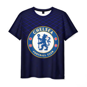 Мужская футболка 3D с принтом Chelsea 2018 Uniform в Тюмени, 100% полиэфир | прямой крой, круглый вырез горловины, длина до линии бедер | Тематика изображения на принте: 