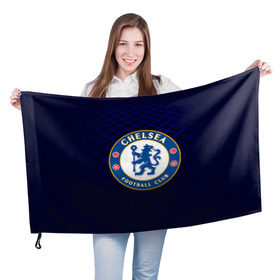 Флаг 3D с принтом Chelsea 2018 Uniform в Тюмени, 100% полиэстер | плотность ткани — 95 г/м2, размер — 67 х 109 см. Принт наносится с одной стороны | 