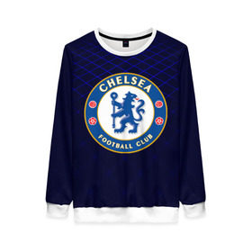 Женский свитшот 3D с принтом Chelsea 2018 Uniform в Тюмени, 100% полиэстер с мягким внутренним слоем | круглый вырез горловины, мягкая резинка на манжетах и поясе, свободная посадка по фигуре | Тематика изображения на принте: 