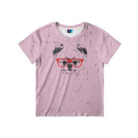 Детская футболка 3D с принтом Немецкий шпиц в очках в Тюмени, 100% гипоаллергенный полиэфир | прямой крой, круглый вырез горловины, длина до линии бедер, чуть спущенное плечо, ткань немного тянется | домашние животные | пес | собака